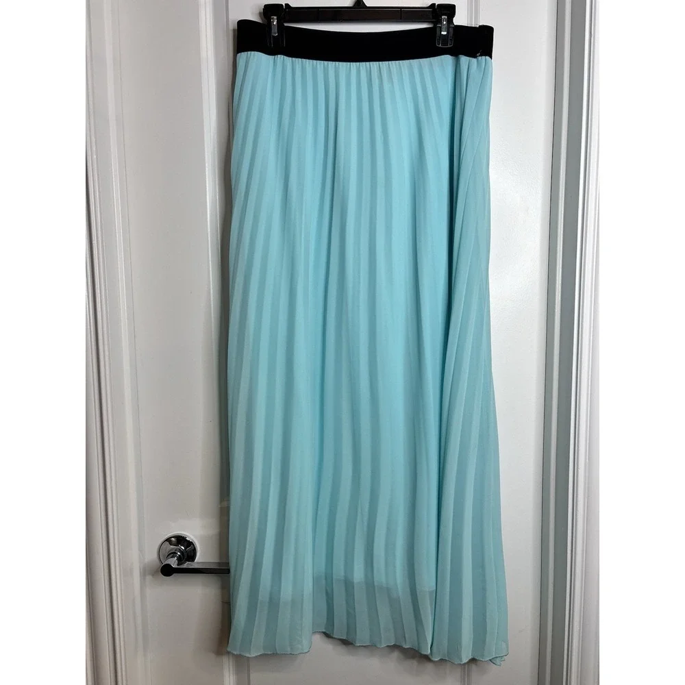 Lavish Maxi Skirt Aqua‎ Teal Pleated Fairy Flowy Long Skirt Sz L Boho